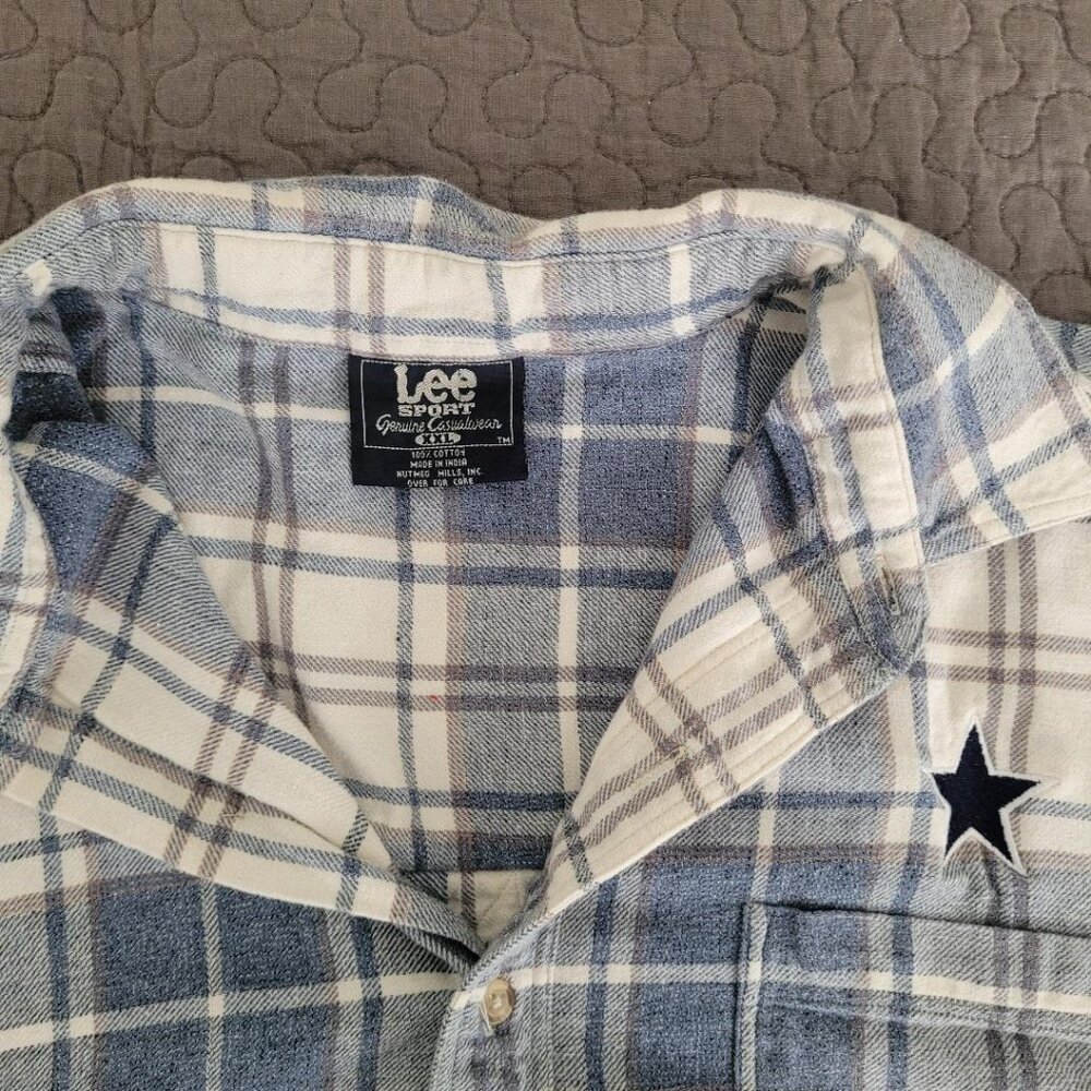 Blue Gray Plaid Flannel by LEE Sport Size XXL - Picture 2 of 3